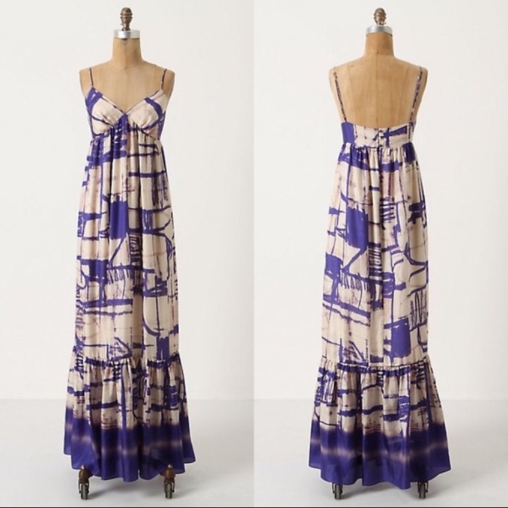 Anthro Isabella Sinclair silk maxi dress