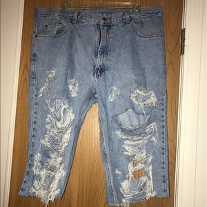 Custom distressed jeans