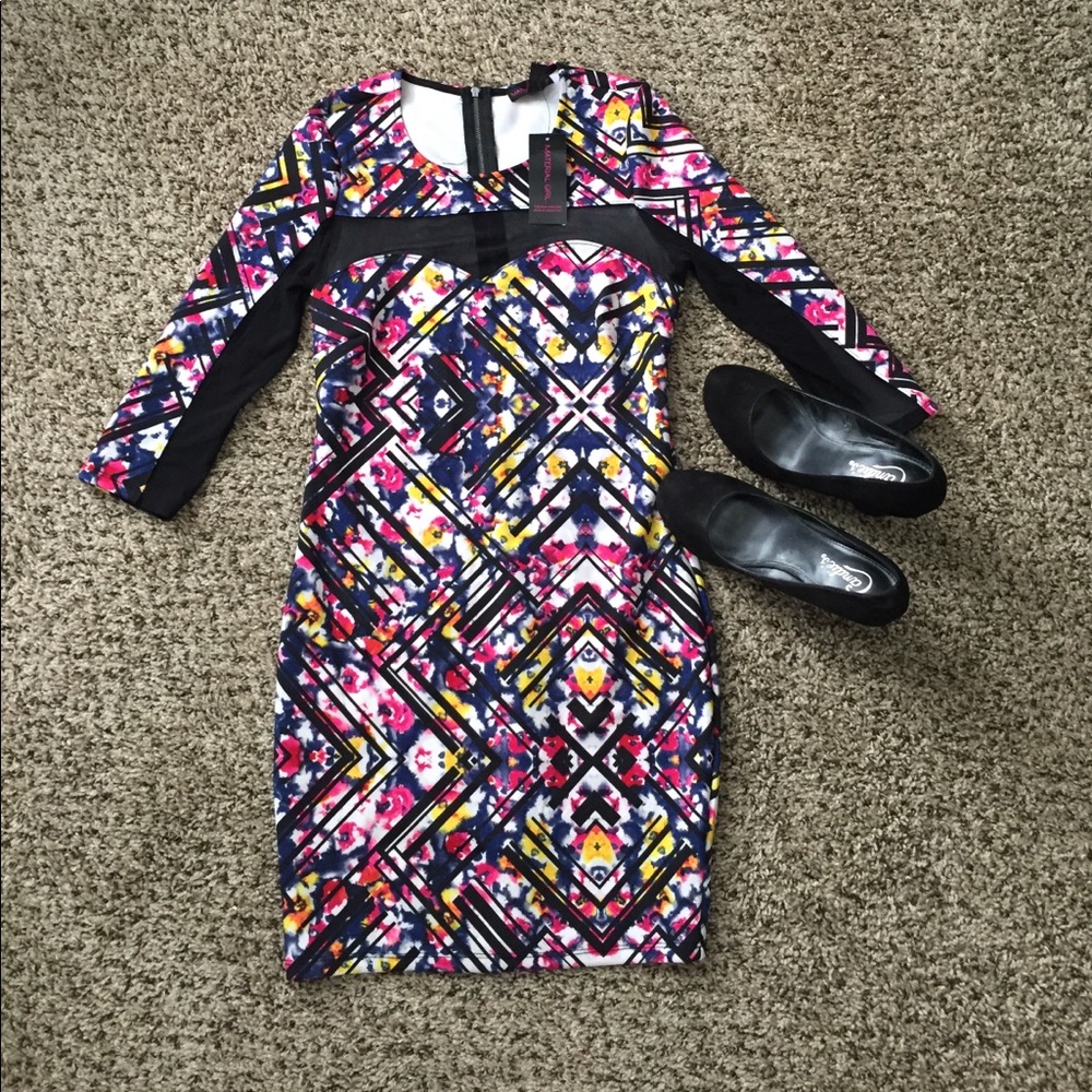 Material Girl Party Club Long Sleeve Dress. Size M