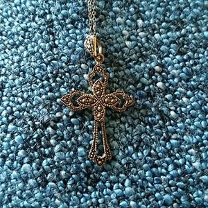 Dark crystal cross necklace