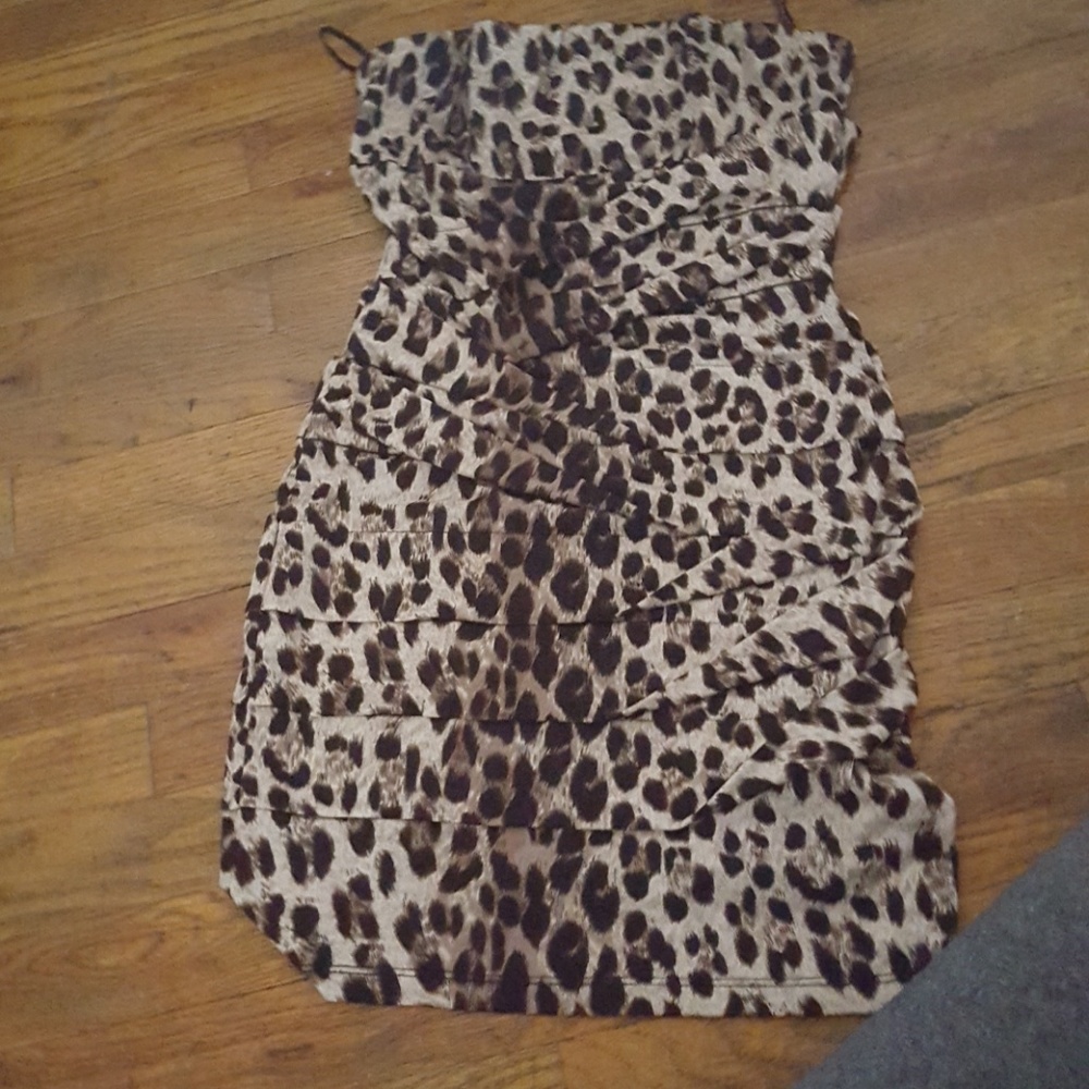 Express rouched mini leopard dress
