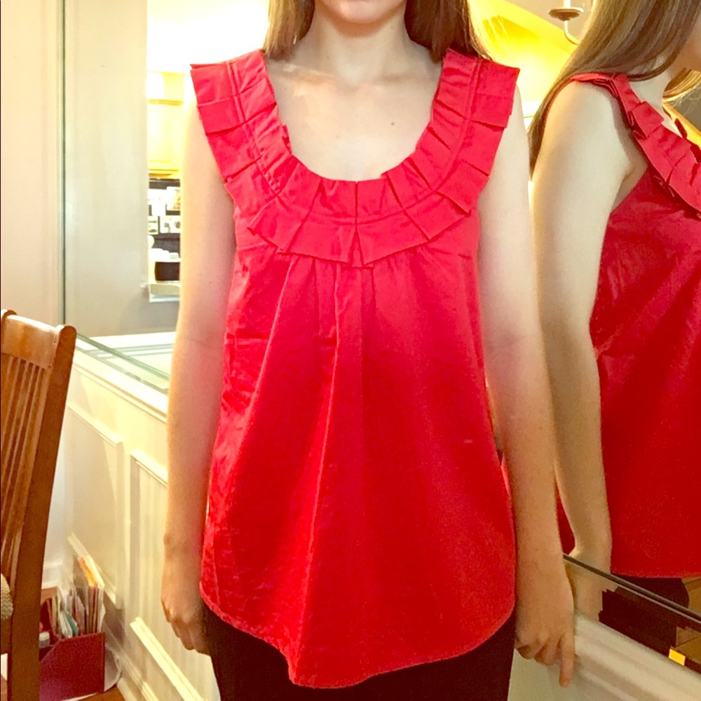 Red Ruffle Cotton Top