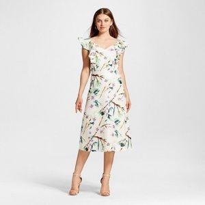 J by J.O.A. Women's V-Neck Ruffle Maxi Dress Cream