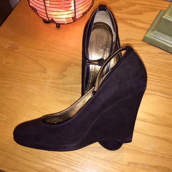 Coach Shoes - Coach Kayln suede wedges brown size 8.5