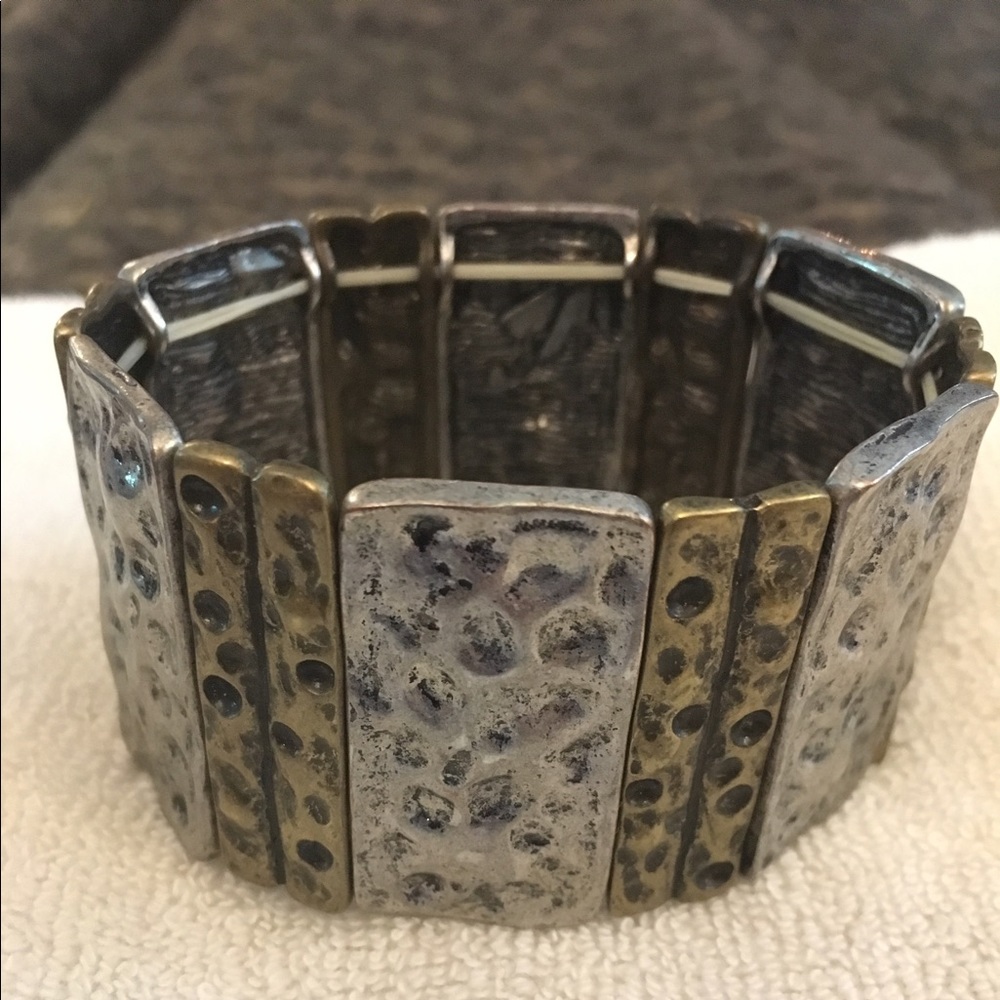 Liz Claiborne silver and bronze stretch bracelet