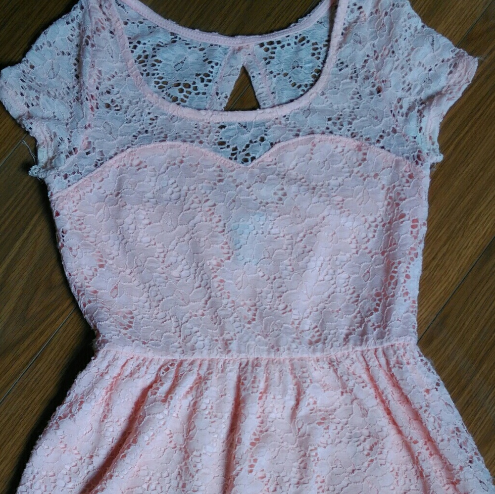 Light pink lace dress.