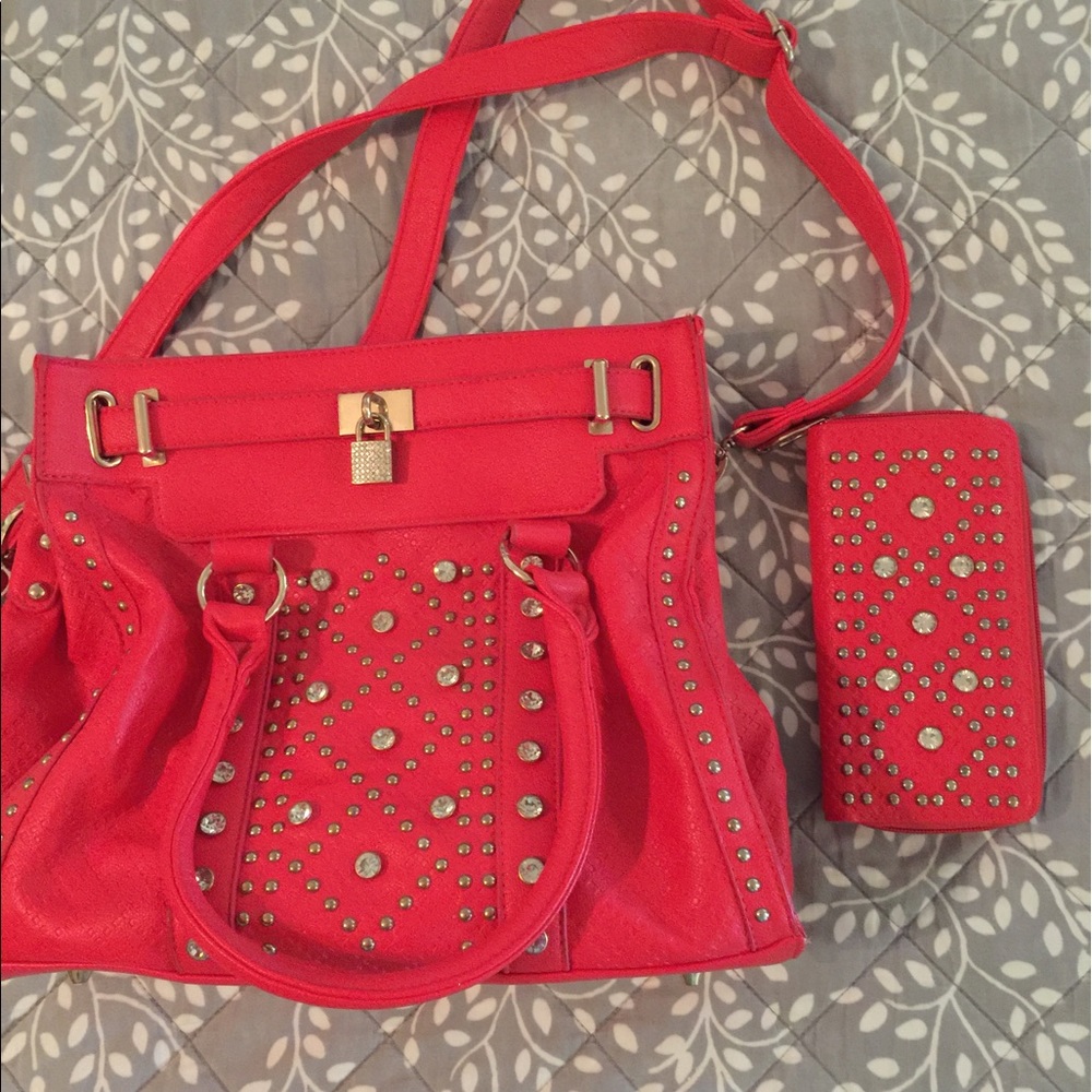 Satchel purse and matching wallet