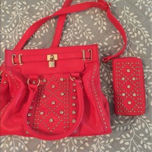 Satchel purse and matching wallet