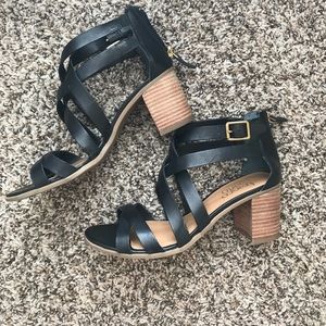 black heeled sandals