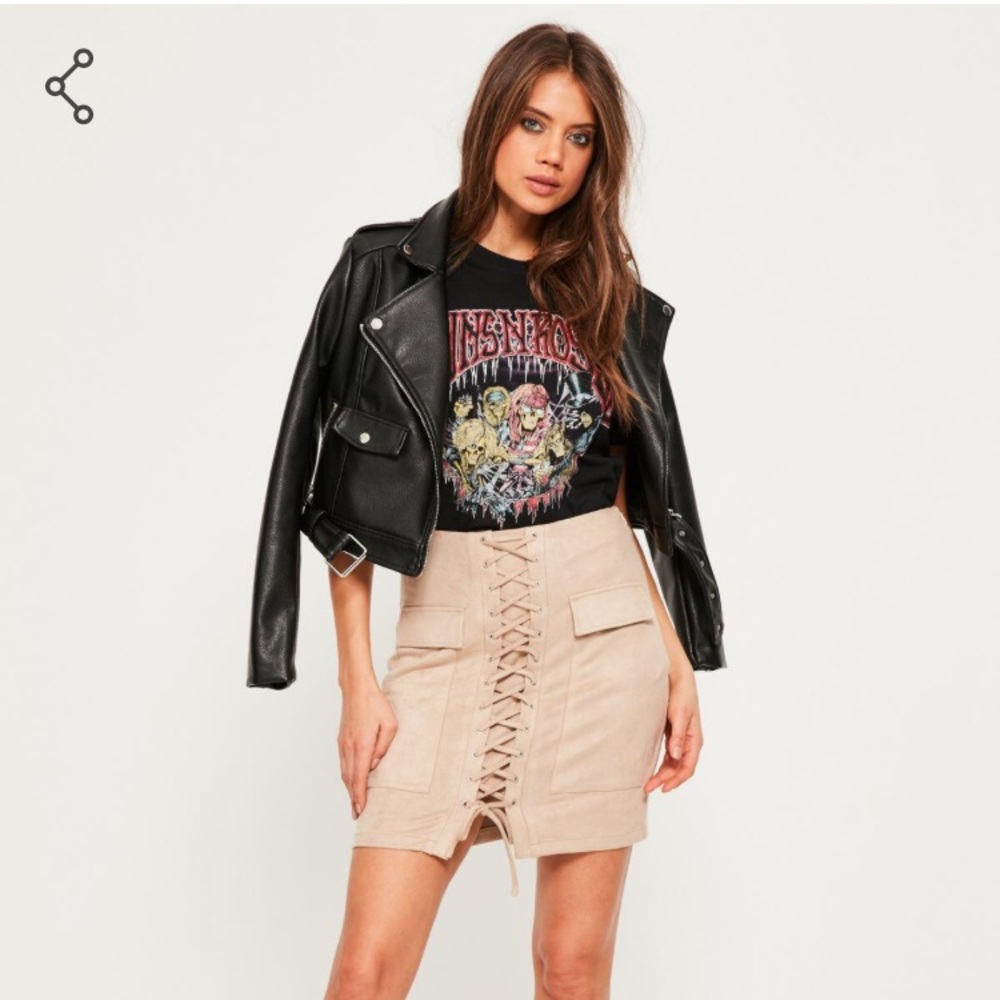 Faux Suede Nude Mini Skirt