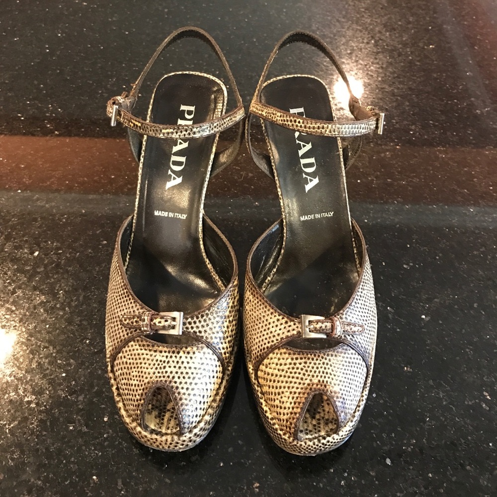 Vintage PRADA Snakeskin Strappy High Heels - Picture 3 of 5