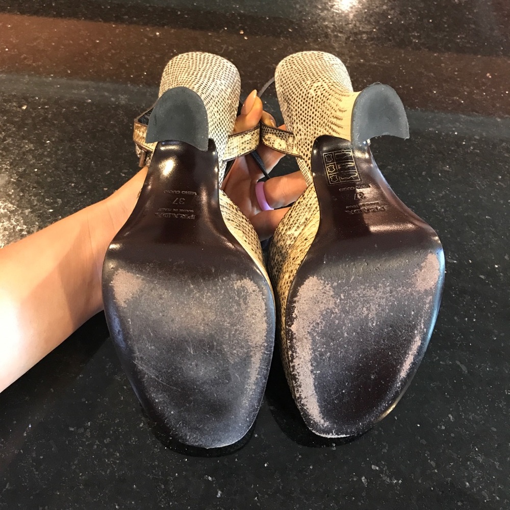 Vintage PRADA Snakeskin Strappy High Heels - Picture 5 of 5