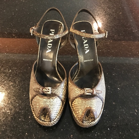 Vintage PRADA Snakeskin Strappy High Heels - Picture 3 of 5