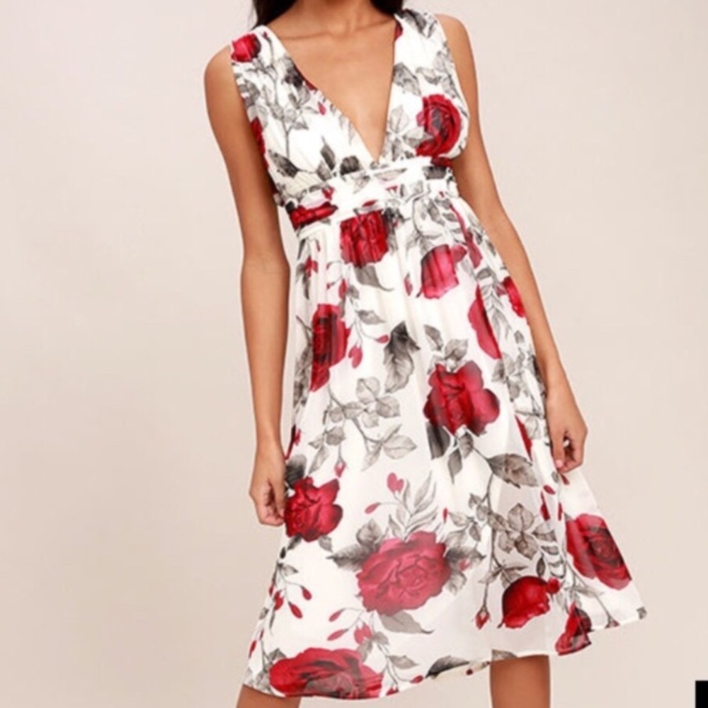 Queen of hearts rose floral dress xs new