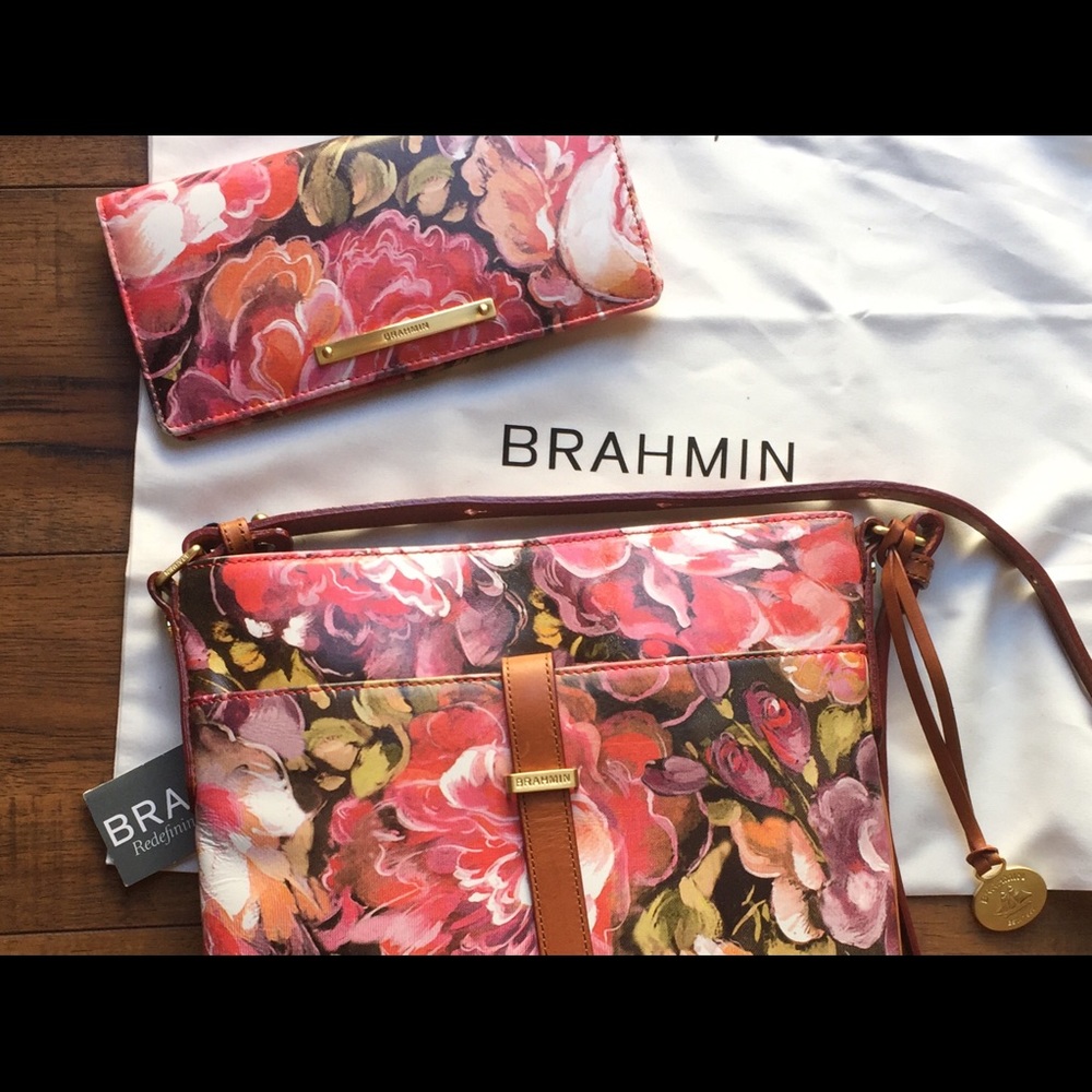 Floral Brahmin Crossbody Bag with matching Wallet