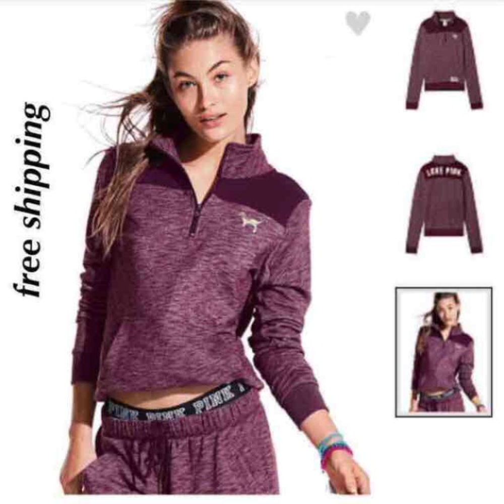 NEW VS PINK Maroon XS Quarter Zip Pullover