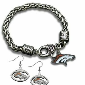 Denver Broncos Bracelet & Broncos Earrings Set