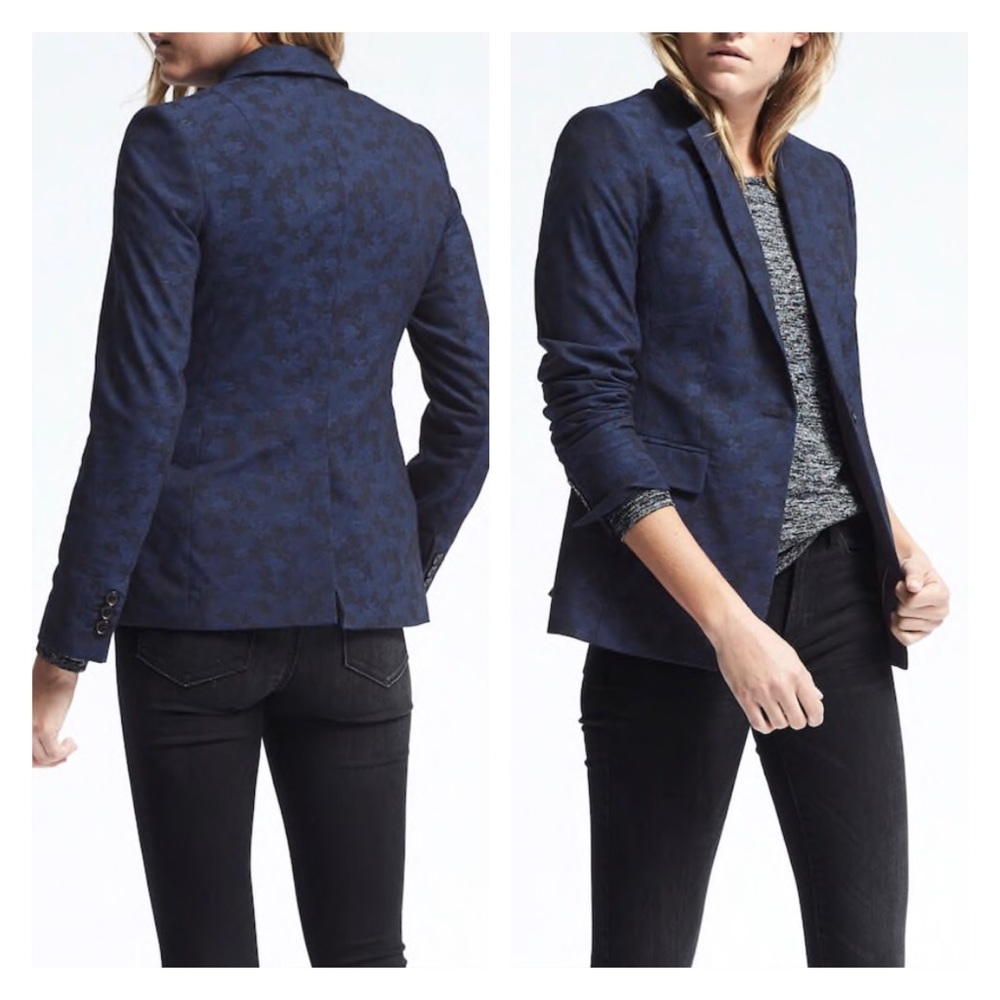 banana republic • blue camo one button blazer • 12 - Picture 1 of 3