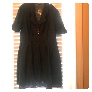 Plus size Chambray Button Dress with Gold detail