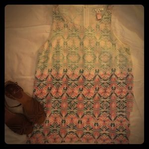 Cabi green and coral size med dress top