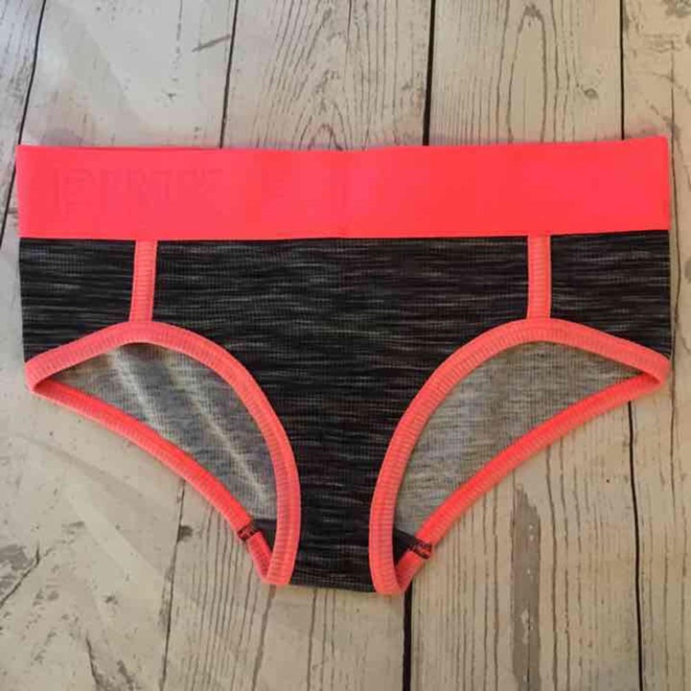 NEW VS PINK Grey Neon Orange XS Panties