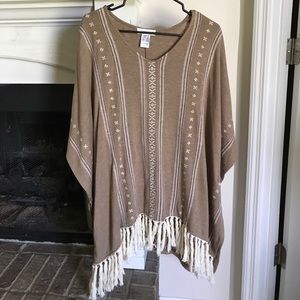 Tan Fringe Poncho