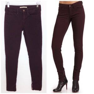 Vince Leg Zip Skinny Pants in Dark Raisin