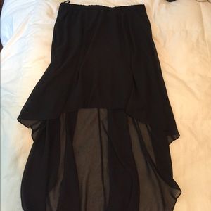 High low flowy black skirt