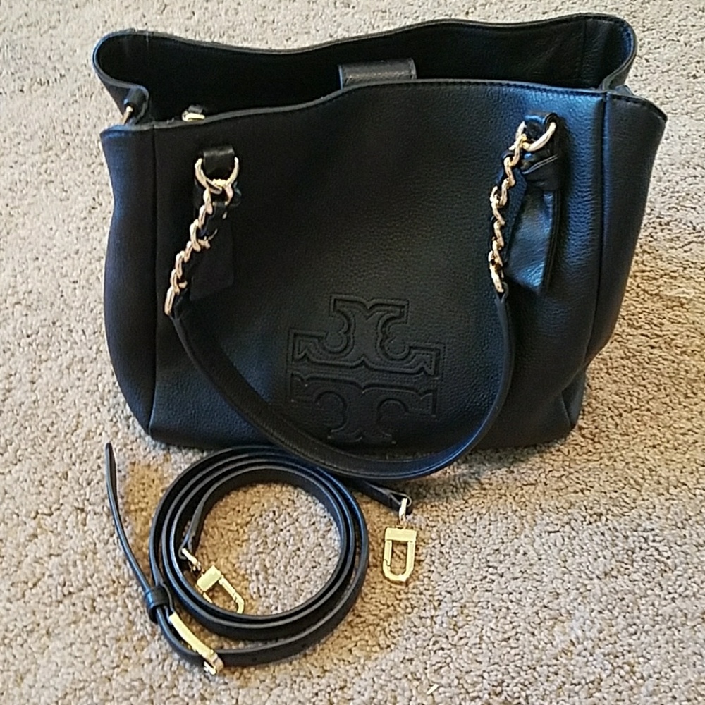 Tory Burch Small Leather Satchel in Black