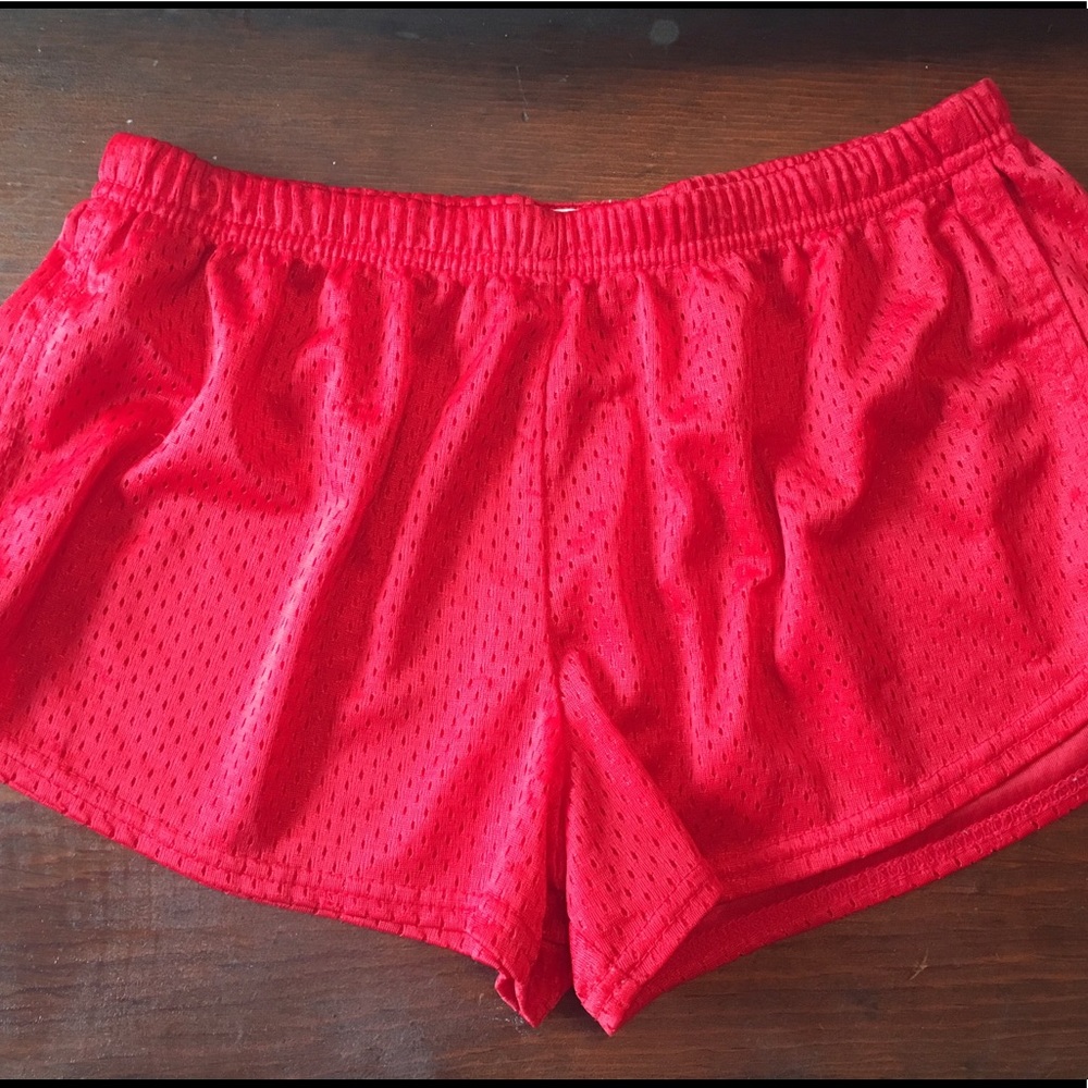Short red soffe mesh shorts
