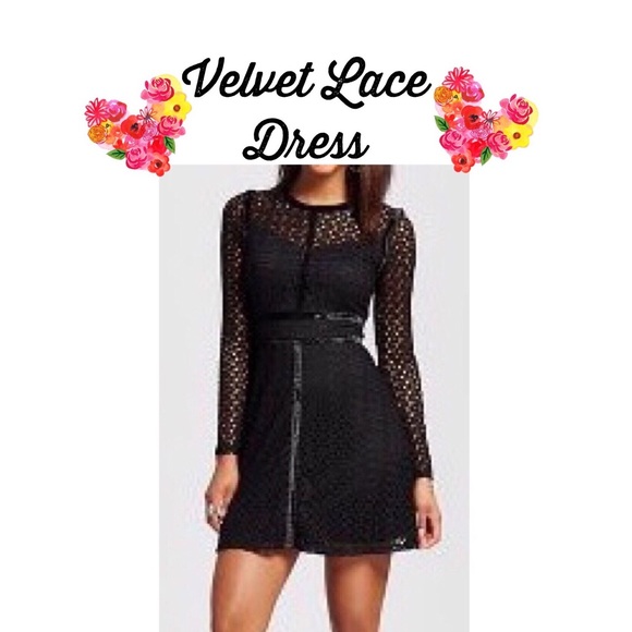 Black Velvet Lace Dress - Picture 1 of 4