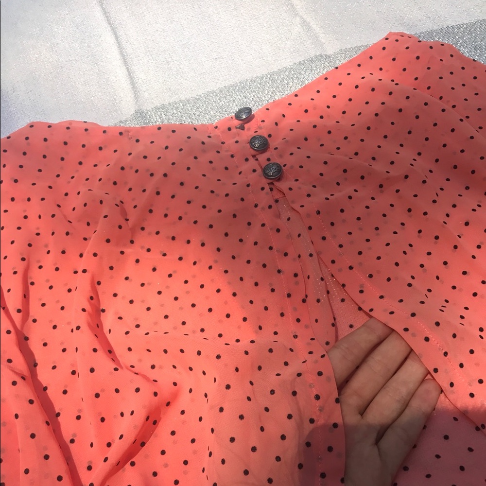 Peach Polka Dot Flowy Open Back Top