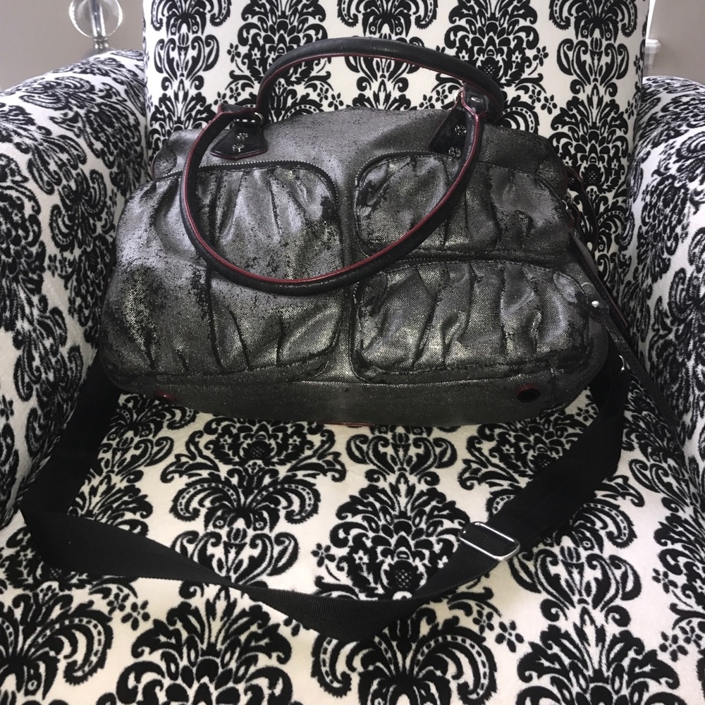 MZ Wallace RARE large Kate bag crossbody silver