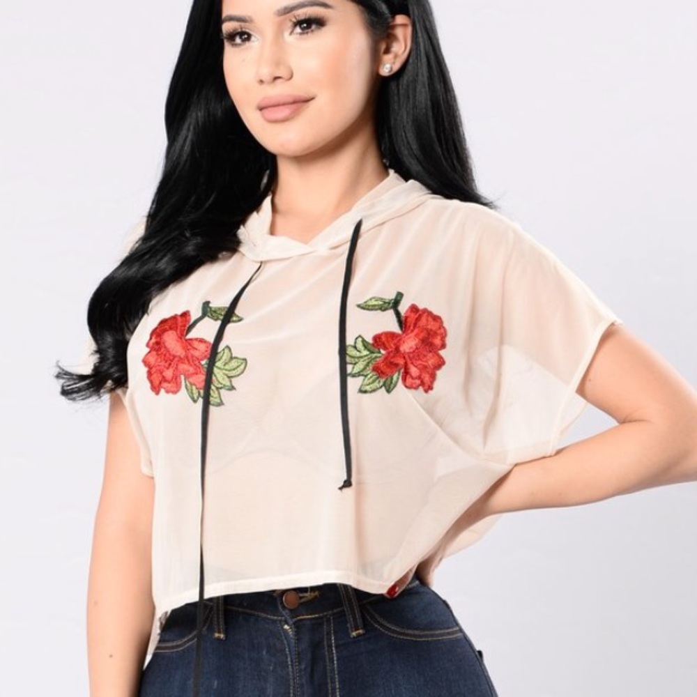 See through mesh hoodie