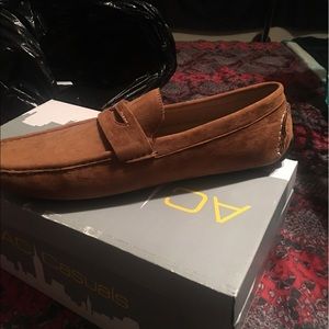 Light brown velvet loafers