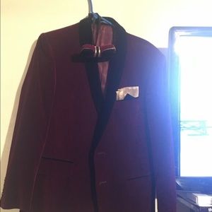 Burgundy velvet blazer