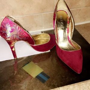 Aldo's Red-and-blue floral pointed-toe stiletttos