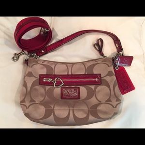 Coach Daisy Poppy Shoulder/Xbody Bag Khaki/RED