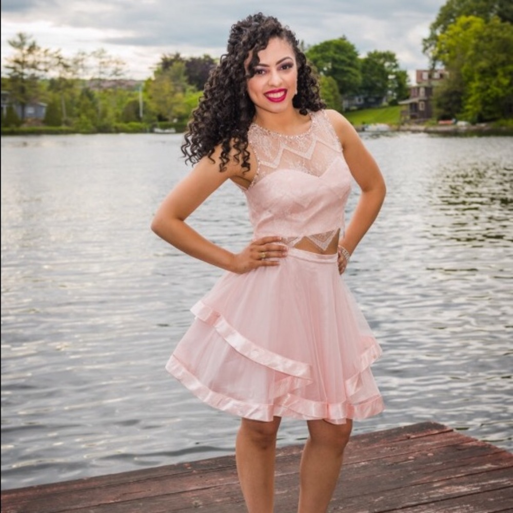 Two piece blush pink dress