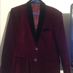 Burgundy velvet blazer