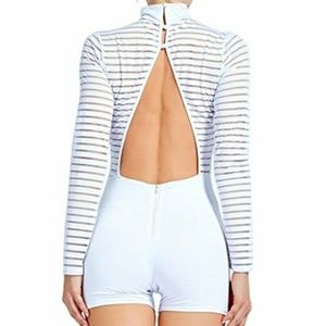 Striped back out romper
