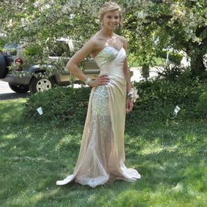 WORN ONCE gold Maggie Sottero full length dress