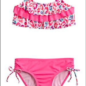 Sz 12 bikini Justice cheetah new pink swim suit