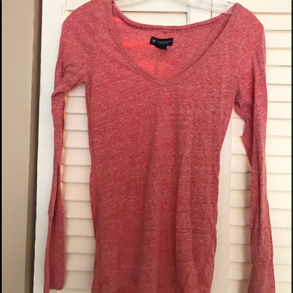 American Eagle Pink V-neck Light Sweater