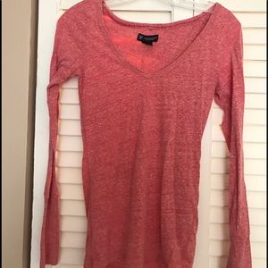 American Eagle Pink V-neck Light Sweater
