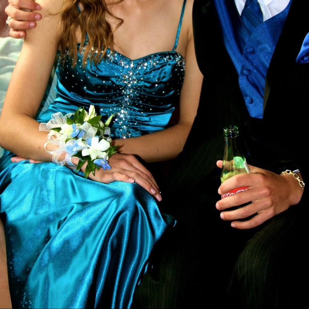 WORN ONCE Blue full length dress Jump apparel