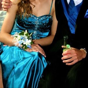 WORN ONCE Blue full length dress Jump apparel