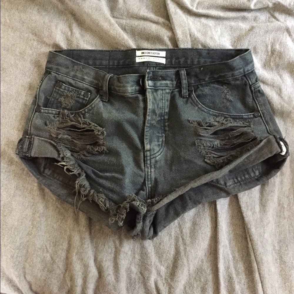 One teaspoon black denim bandit shorts