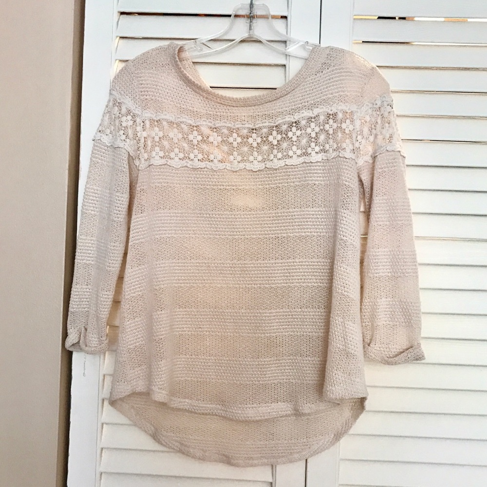 Lush by Nordstrom Lace Cream Sweater