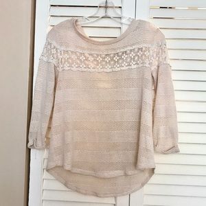 Lush by Nordstrom Lace Cream Sweater